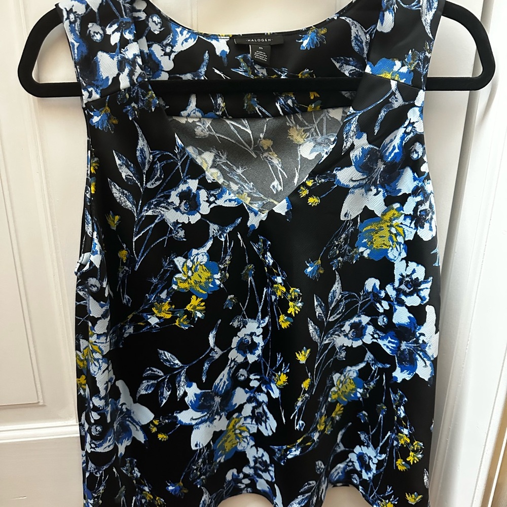 Blue and White Sleeveless Tank Top